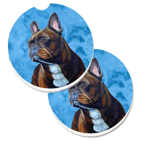 Carolines Treasures Blue French Bulldog Set of 2 Cup Holder Car Coaster LH9385BUCARC
